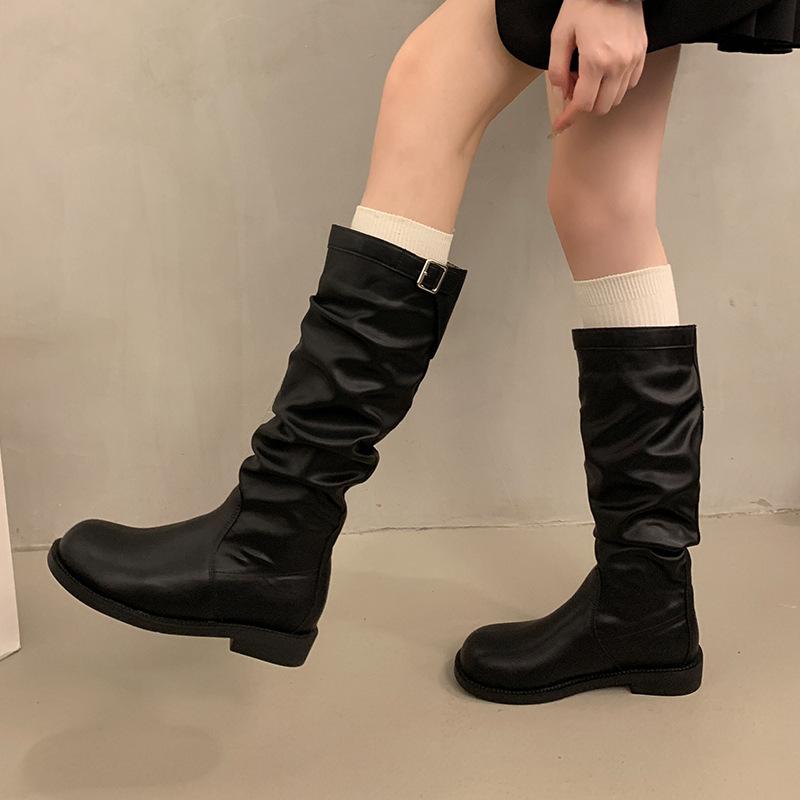 Women's British Style High Fashion Hundred Soft Elastic Comfortable Ankle Boots Shock Absorption Non-slip Casual Sports Martin Boots