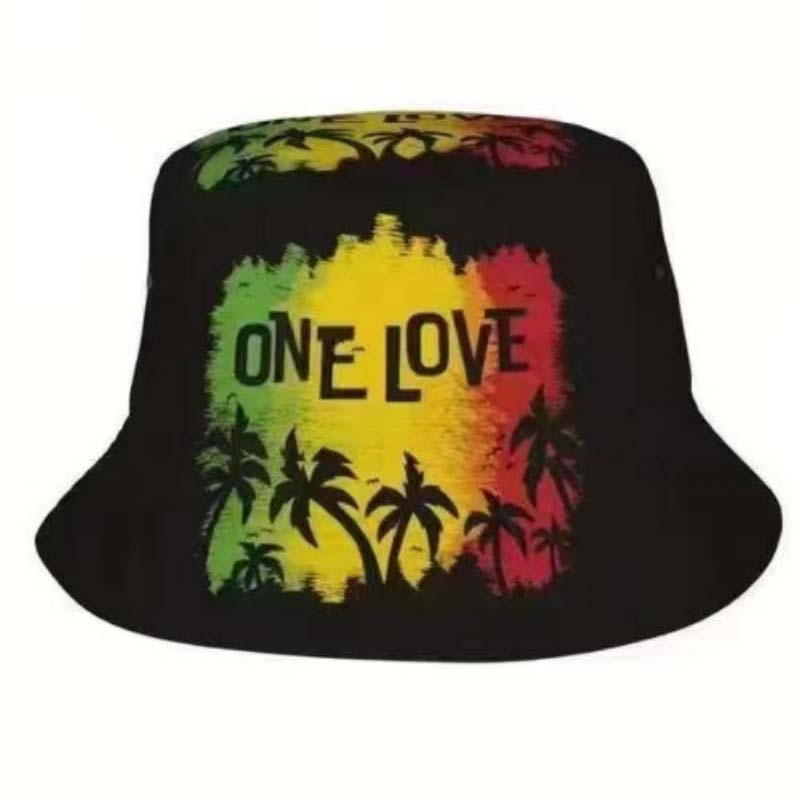 Double Sided Outdoor Sun Hat Hip-Hop Cap Fishing Fisherman Graffiti Hat Men Women Animal Letter Print Panama Bucket Hats