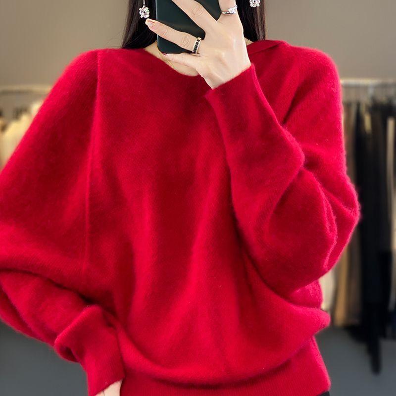 Autumn and Winter Knitted Sweaters Hoodies Women's Hooded Knitted Sweaters Loose and Warm V-neck Pullovers for Women