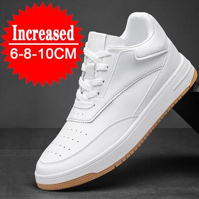 Mode Heren Echt Leer Casual Schoenen Heren Sneakers Man Witte Schoenen Comfortabel Platform Heren Schoenen Hoogteverhoging 6/8/10CM Binnenzool