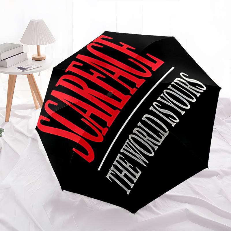 Scarface, The World Is Yours Themed Automatic Opening and Closing Umbrella, Brightly Colored 8-rib Portable Umbrella, Suitable for Men and W
