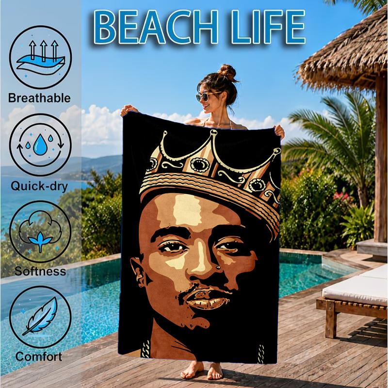 Rap Legend In Blue Beach Towel, Microfiber Beach Towel, Perfect For Pool, Beach, Travel, Home Decor Beach Party Fan Gifts