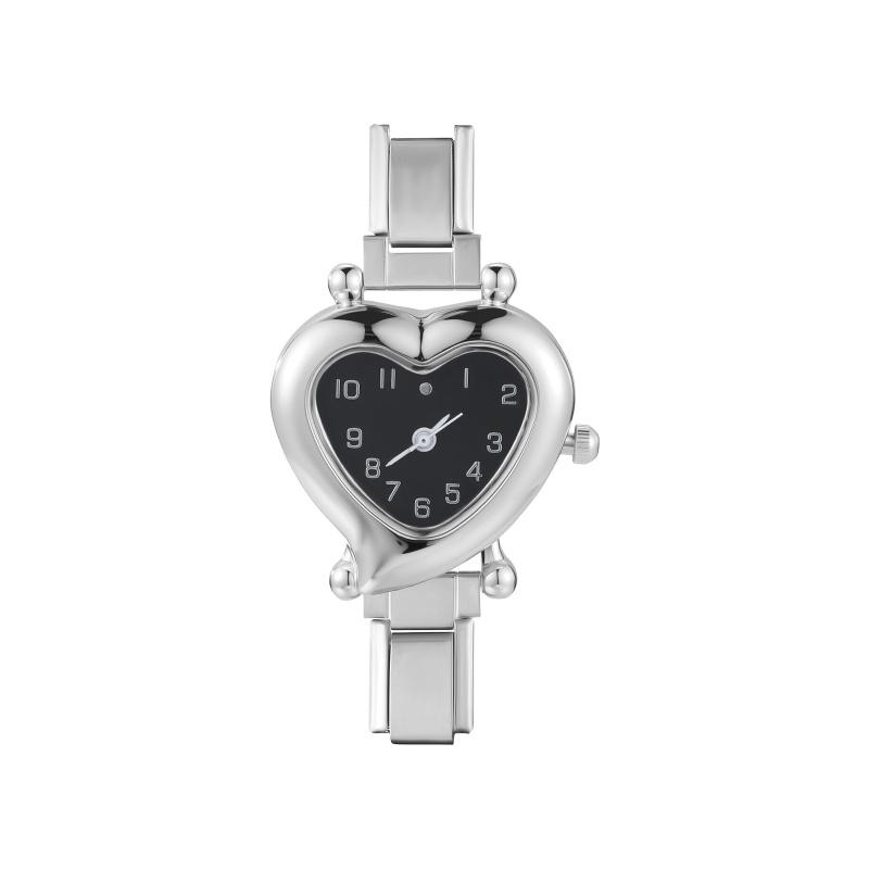 High Quality Fashion DIY 9MM Width Italian Elastic Charm Stainless Heart Shape Watch Bracelet Bangle for Friend Birthday Jewelry