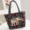 Embroidery Elephant Peacock Handbag Animal Ethnic Style Handbag Rabbit Canvas Tote Bag Storage Bag