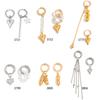 Sweet And Cool Ccb Beaded Love Pendant, Ear Buckle Earrings, Simple Metal Chain Fringed Earrings.
