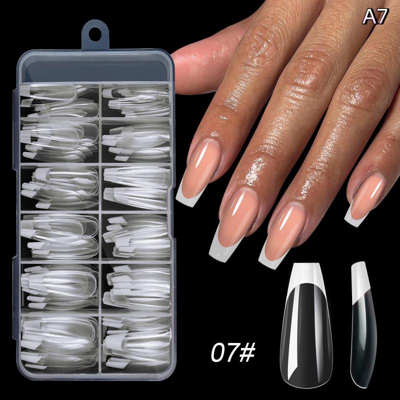 120Pcs French Press On Nails Full Cover Almond False Nail Tips Removable Armor Mixed Size Diy Accessories Nail Salon