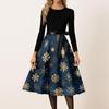 Women's Casual Fashion Round Neck Christmas Printed Vintage Dress