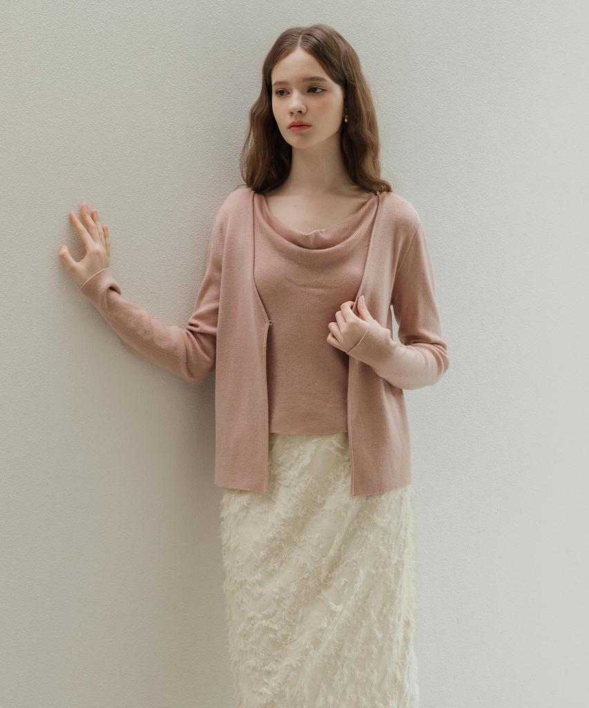 LAUTREDE MIN Cowl Buckle Pink Knit