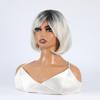 Ladies Short Straight Bob Synthetic Wigs for Women Fluffy White Black Gray Silver Wig Cosplay Party Daily Heat Resistant Fiber Hair