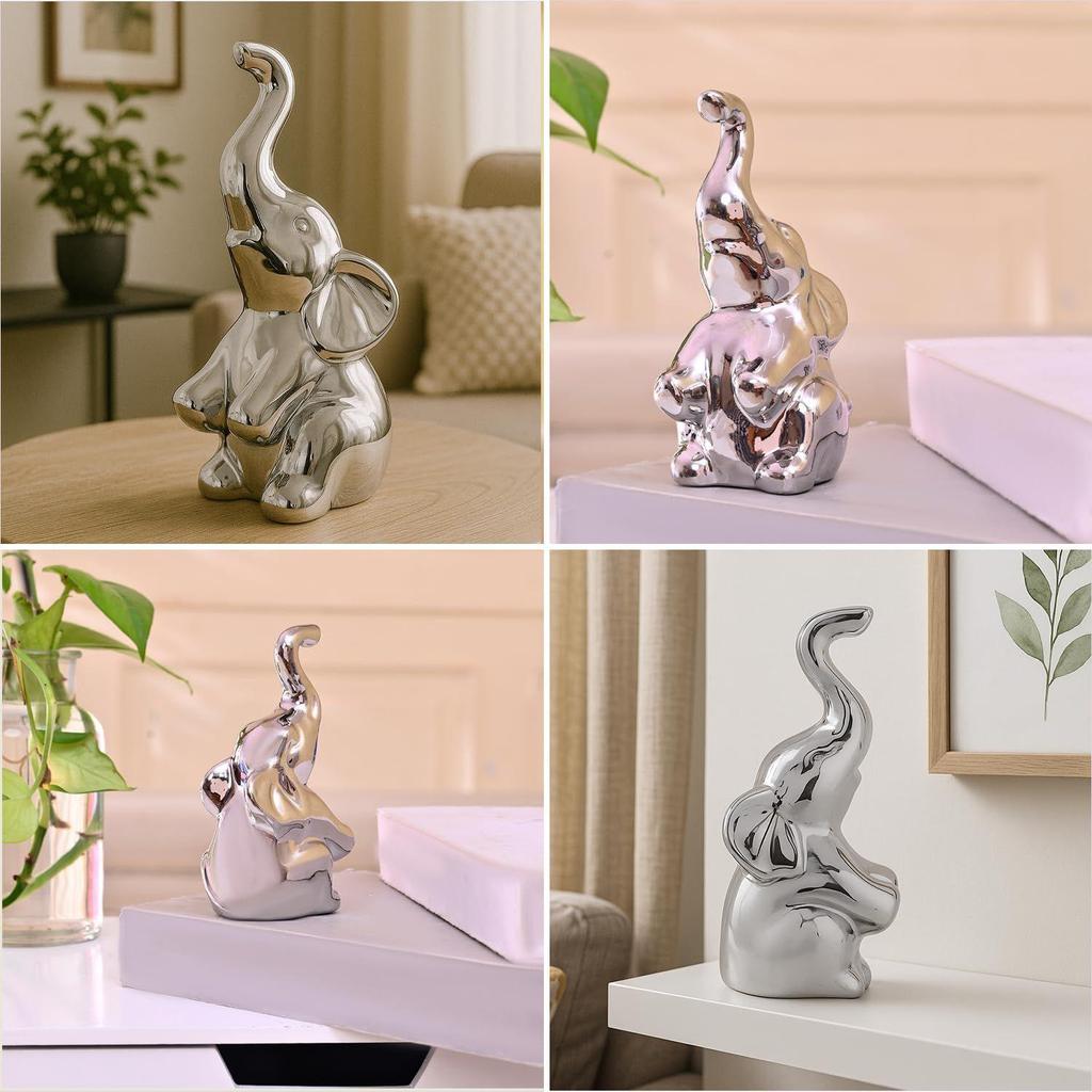 Graceful High-Trunk Elephant Figurine | A Symbol of Luck & Prosperity | Perfect for Elegant Home Décor – Pack of 1