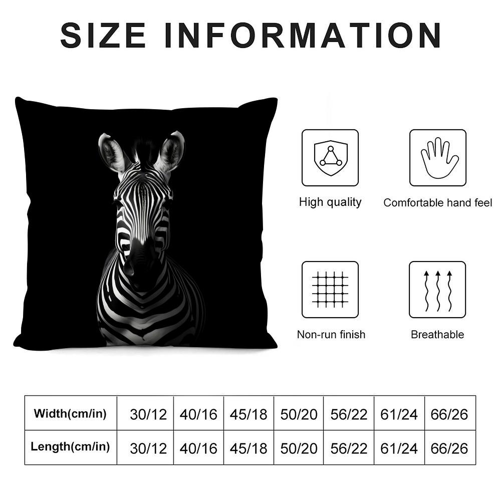 Zebra Cushion Cover Pillowcase Ultra Soft Skin Friendly Fabric Cloud Like Comfort & Concealed Zipper