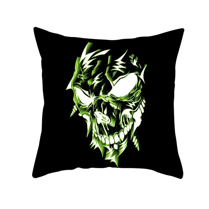 Home Decor Halloween Skull Pillowcase Sofa Cover Pillow Cover Car Cushion Cover Throw Pillow Case 18X18 Inches Funda De Almohada
