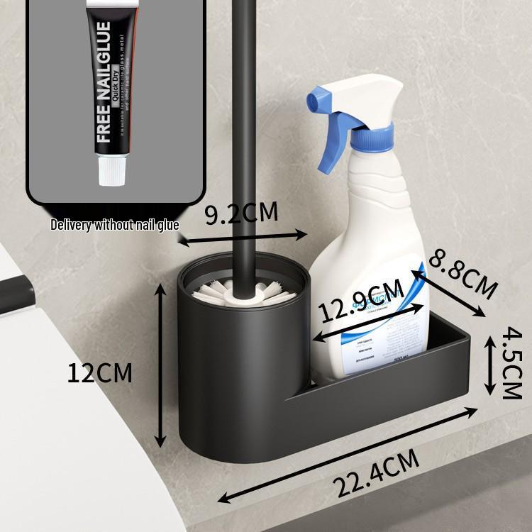 Space Aluminum Wall-Mounted Toilet Brush Set - No Dead Angle, Punch-Free Cleaning Solution