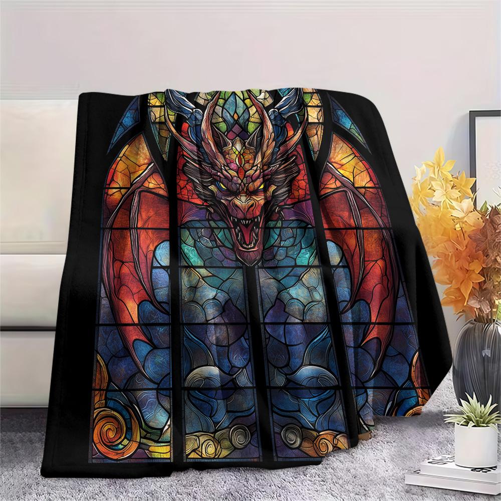Colorful Dragons  Print Flannel Blanket, High quality Comfortable for All Seasons, Home Decor, Warmth and Comfort