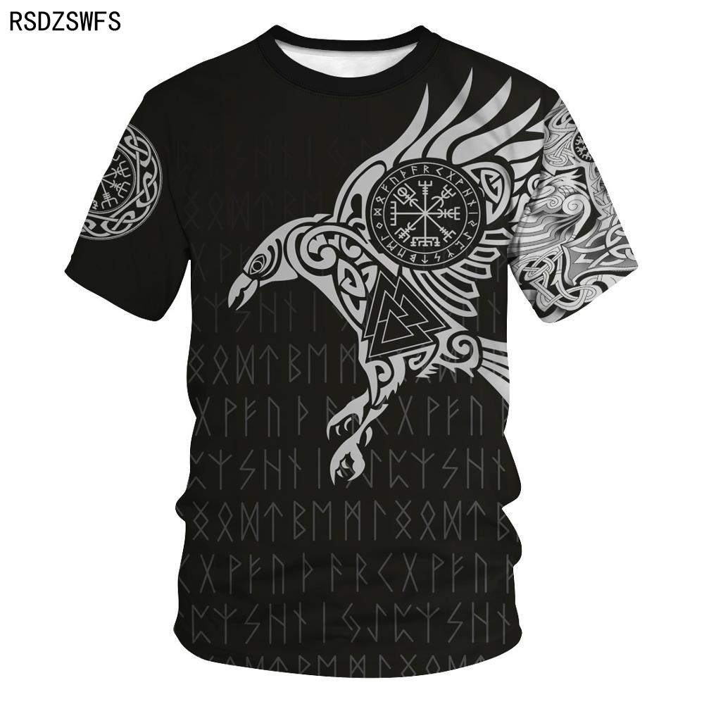 2020 Neue Mode für Männer Hoodies 3D-Druck Viking Tattoo T-Shirt T-Shirts Shorts Ärmel Bekleidung Unisex nordischen Cosplay lustige Streetwear