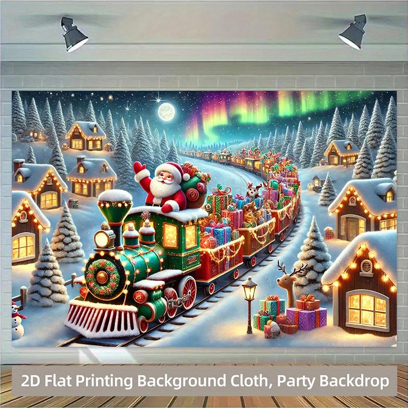 1Pcs Santa Claus Delivering Gifts Winter Snow Decoration Background Christmas Backdrop Decorations For Photo Studio Booth Party