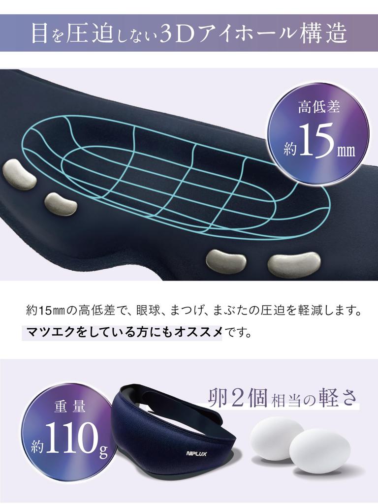 NIPLUX EMS EYE MASK Hot Eye Eye Eye Eye Area Sleep Light Relaxation Sleep Birthday Gift Mask, Warmer, Care, Spa, Mask, 100% Blocking, Goods, Aid,