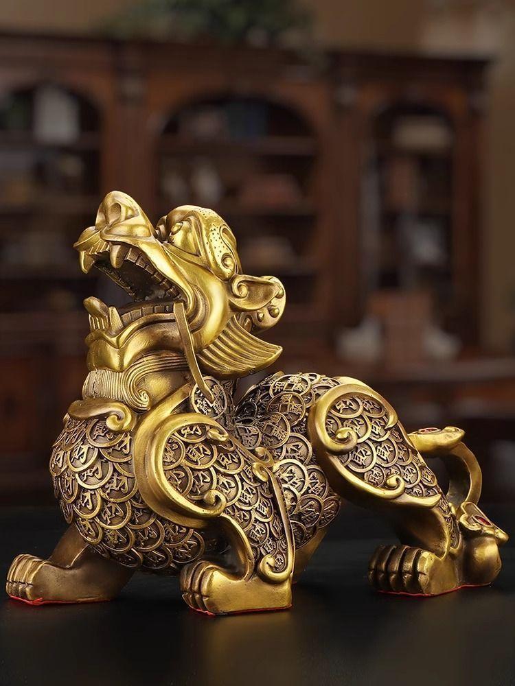 1 Pair High Quality Copper Animal Pixiu Inviting Wealth Opening Gifts Living Room Home Office Decor