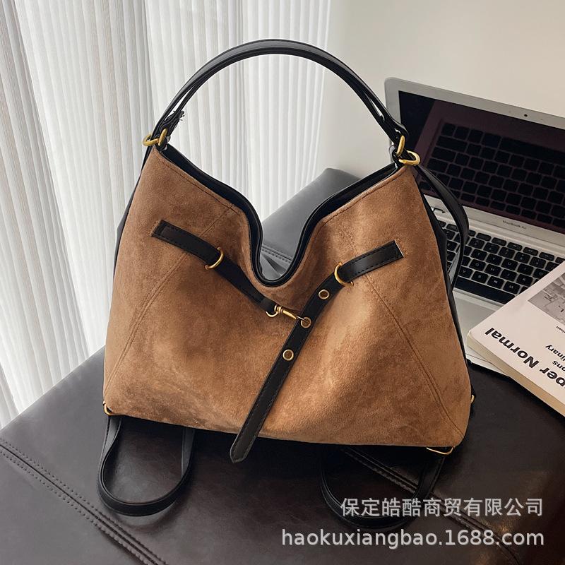 Tote bag women 2025 new large-capacity commuter backpack retro casual street trend shoulder travel backpack