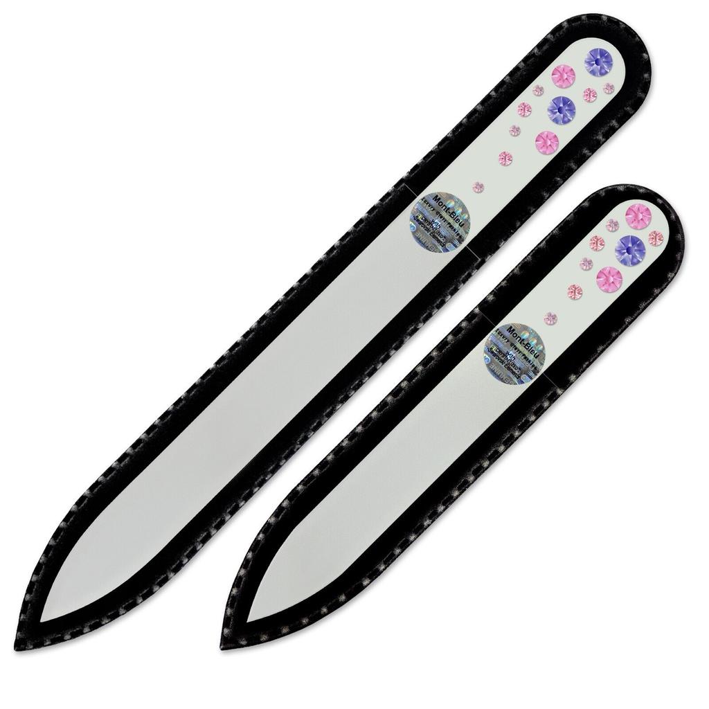 Set med 2 vita kristallnagelfilar med kristaller WW-MS