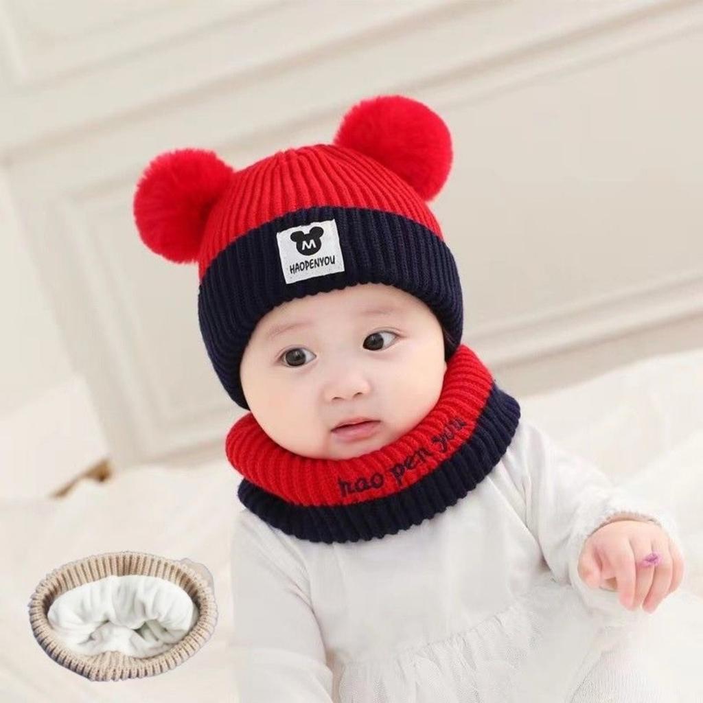 New Autumn and Winter Baby Ear Protection Hat, Warm and Cold Proof Hat, Comfortable Baby Double Ball Soft and Sticky Toe Cap