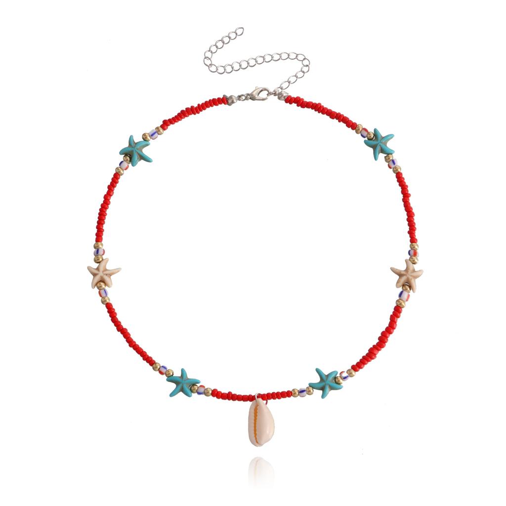 Bohemian Handmade Perlen Kette Halsband Seestern Shell Anhänger Halskette Für Frauen Mode Schmuck Strand Strang Goth Schlüsselbein Geschenke