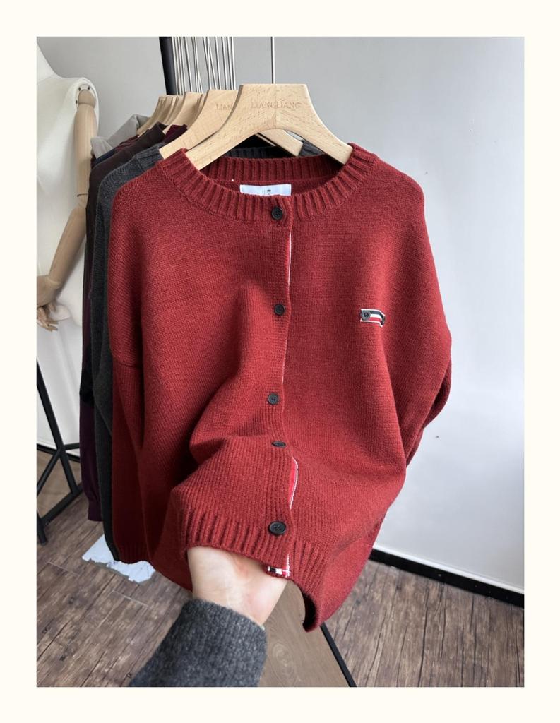 Xiao Wang's Winter Korean-Style Loose Plus Size Casual Knitted Cardigan Sweater