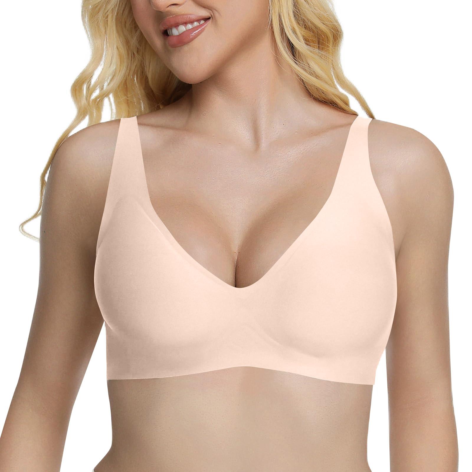 

Желейные бюстгальтеры для женщин Мягкий беспроводной пуш-ап бюстгальтер Полная поддержка Для пожилых Поддержка спины XXL бежевый