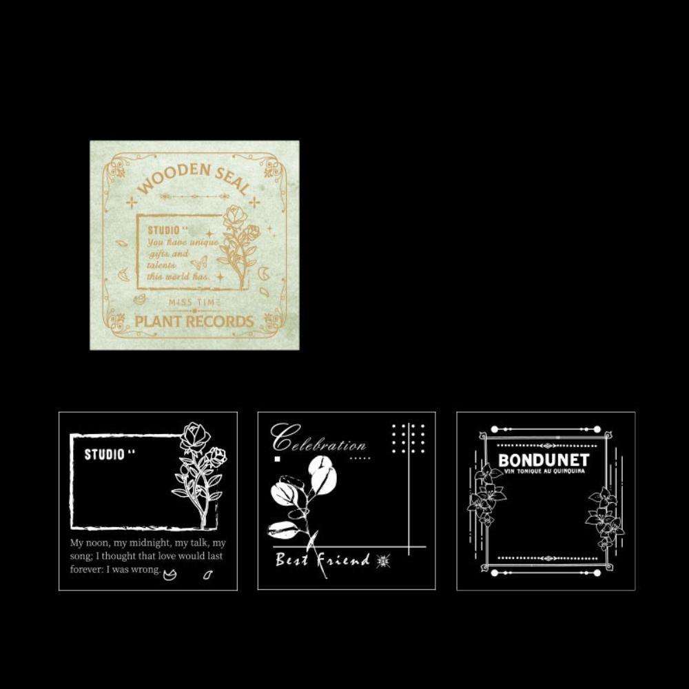 

Star Moon Pattern Wooden Seal Square Handmade Seal Vintage Rubber Seal Wedding Invitation Cards style 2