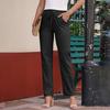 Pantaloni Casual Larghi in Cotone e Lino da Donna alla Moda con Coulisse, Vita Elastica e Tasche