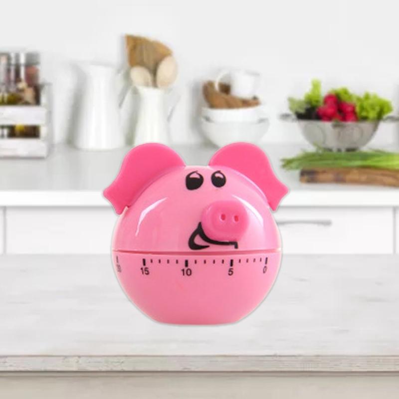 Niedliche Schweinchenform Küchen-Mechanischer Timer Kinder für Zeitmanagement-Erinnerung Neuheit Manueller Kochtimer 60 Minuten Countdo