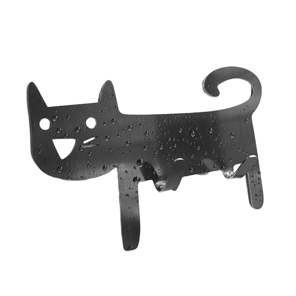 Stainless Steel Cute Cat Hook Wall Mounted Towel Hook Multipurpose Self-Adhesive Hook Practical Seamless Hooks Bath Robe Hook