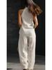 2026 European & American Women's Halter V-neck Sleeveless Casual Clothing Set