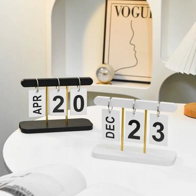 New Flip Wooden Perpetual Calendar Flip Month Date Display Desktop Schedule Planning Home Decoration Office Decor