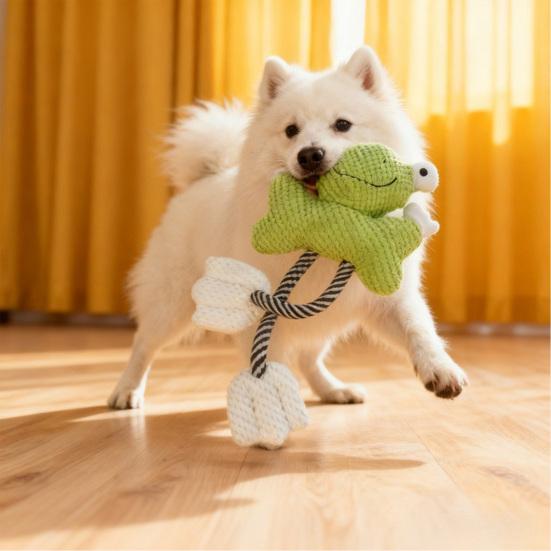 Squeaky Dog Toys for Small Medium Large Dogs Plush Frog Shaped Pet Tug Toy Interactive Stuffed Puppy Chew Toy for Training Teething