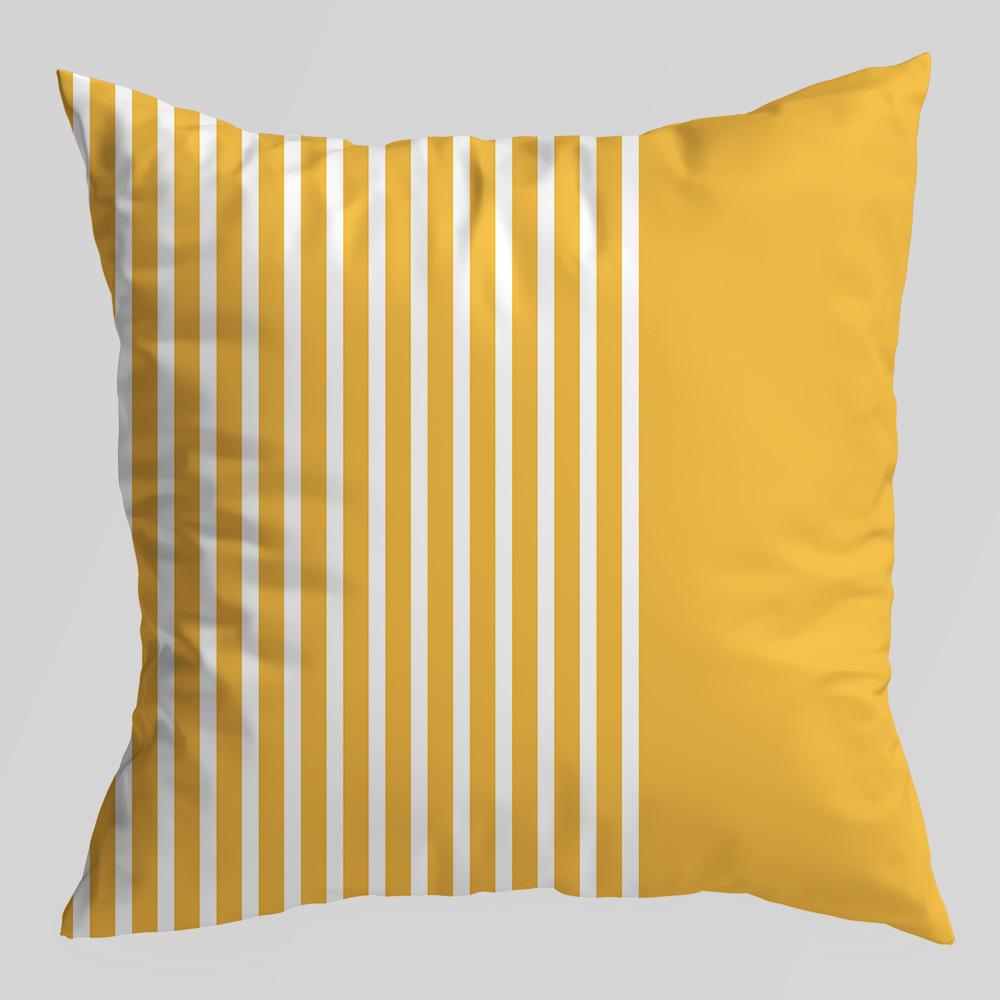 Geometric Pillowcase, Yellow and Gray Geometric Peach Skin Velvet Printed Pillow Cushion Cover, Sofa Car Backrest