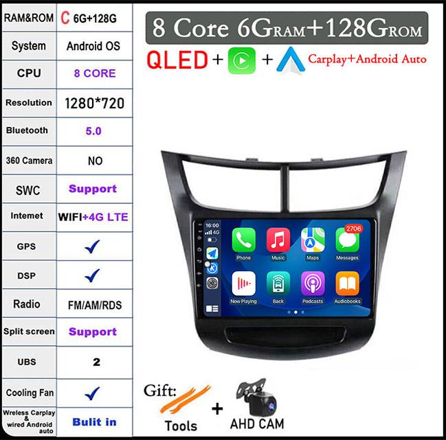 9'' For Chevrolet Sail Aveo 2015 - 2019 Android 14 Car Radio Carplay GPS Navigation Video Stereo Multimedia Player 5G Wifi