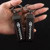 Carbon Fiber Leather Car Keychain Horseshoe Buckle Pendant For Camry Chr Corolla Rav4 Yaris Prius Keyring Accessories