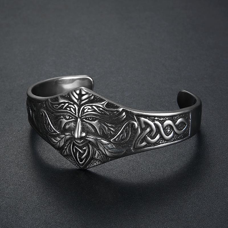 Stainless Steel Viking Runes Celtic Bracelet with Knot Pattern - Retro and Trendy Ornament