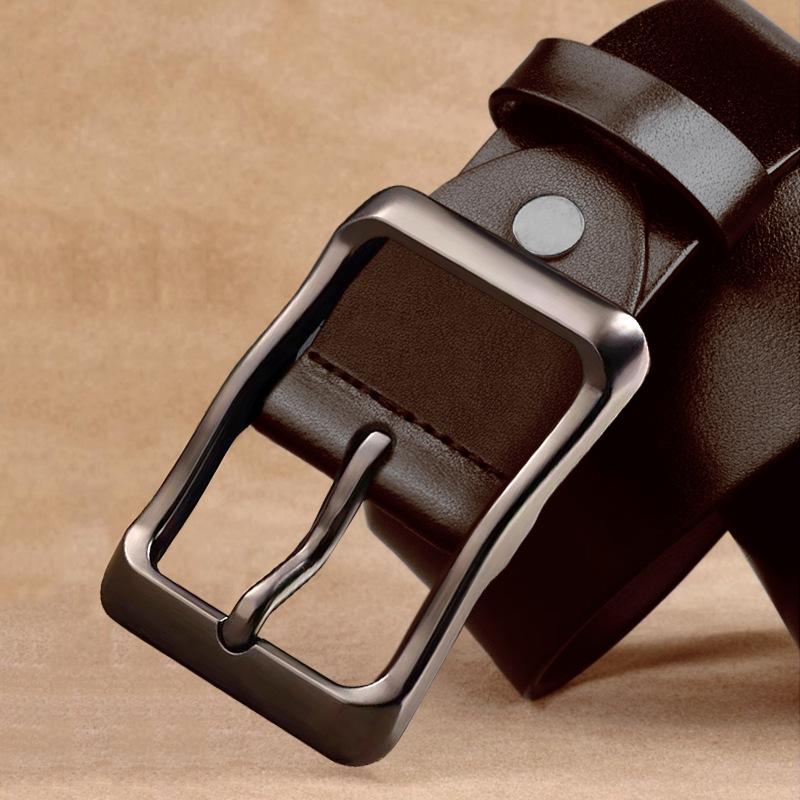 Men's Belt Retro Pin Buckle Belt Trendy Cowhide Belt Middle Aged and Young Versatile Jeans Belt