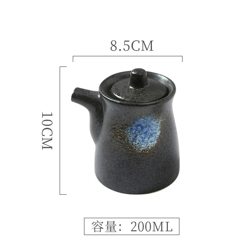 Japanese Retro Ceramic Oil Pot Household Kitchen Utensils Seasoning Pot Oil Vinegar Seasoning Bottle Kitchen Ceramic Tableware