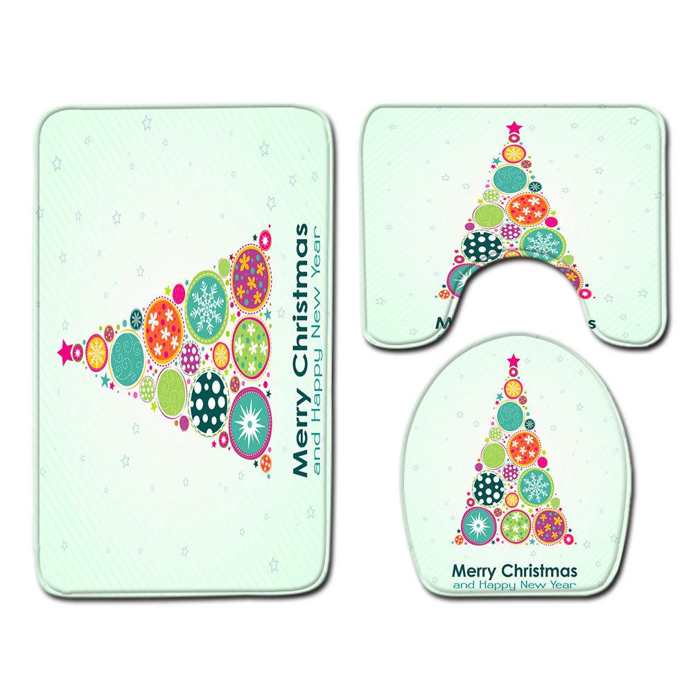 Christmas Bathroom Floor Mat Toilet Three-Piece Set
