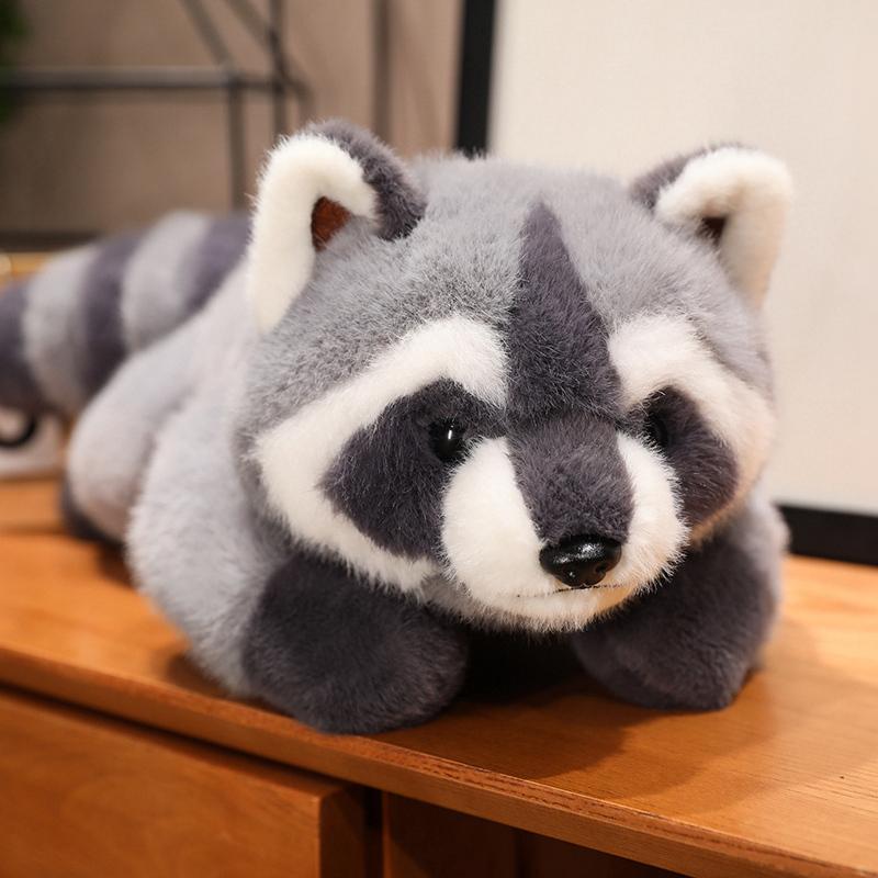 30-65cm Simulation Raccoon Plush Doll Cute Grey Lying Raccoon Animal Plush Toy For Boys And Girls To Accompany The Sleeping Gift