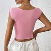 European-Style Women's V-Neck Sleeveless Slit Crop Top - Solid Color Spring/Summer New Arrival