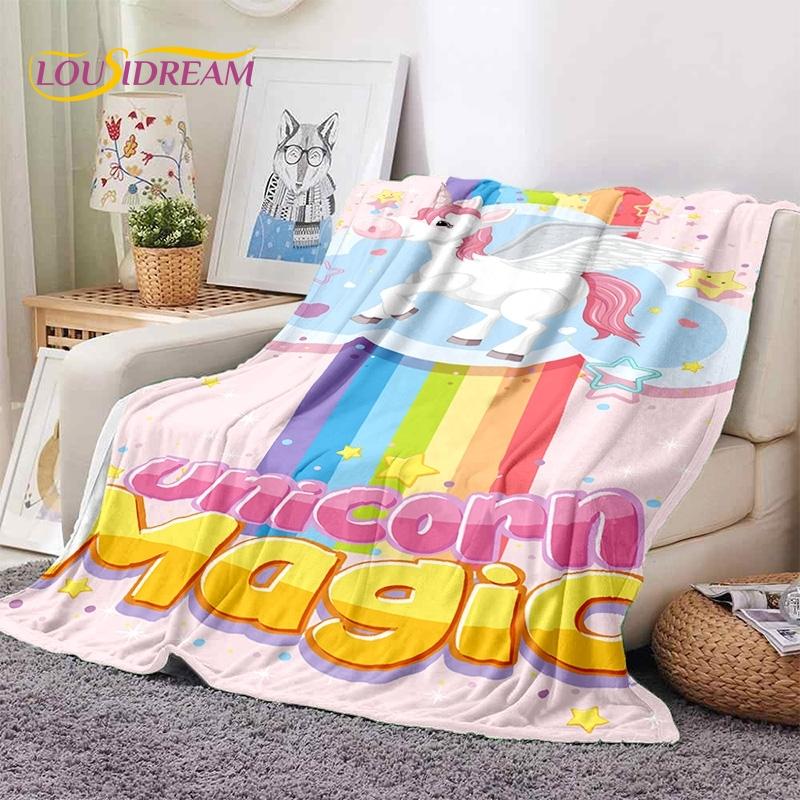3D Cute Dream Unicorn Cartoon Girl  Soft Blankets,Keep Warm Throw Blanket Comfortable Blanket for Picnic Beds Sofa Home Bedroom