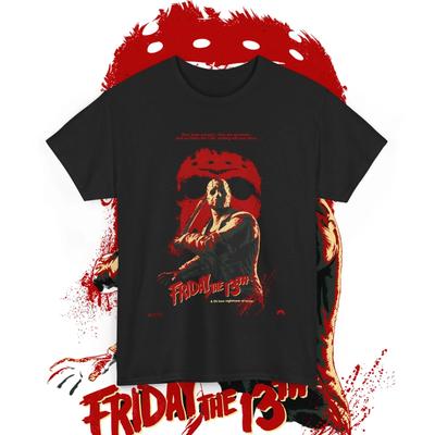 Freitag der 13. Film Jason Voorhees Eng anliegendes T-Shirt aus 100 % Baumwolle Herren T-Shirts Oberteil Unisex Schweres Baumwoll-T-Shirt