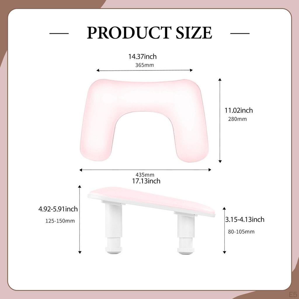 Manicure Arm Rest Comfortable with Mobile Phone Holder Adjustable Height Nail Hand Stand for