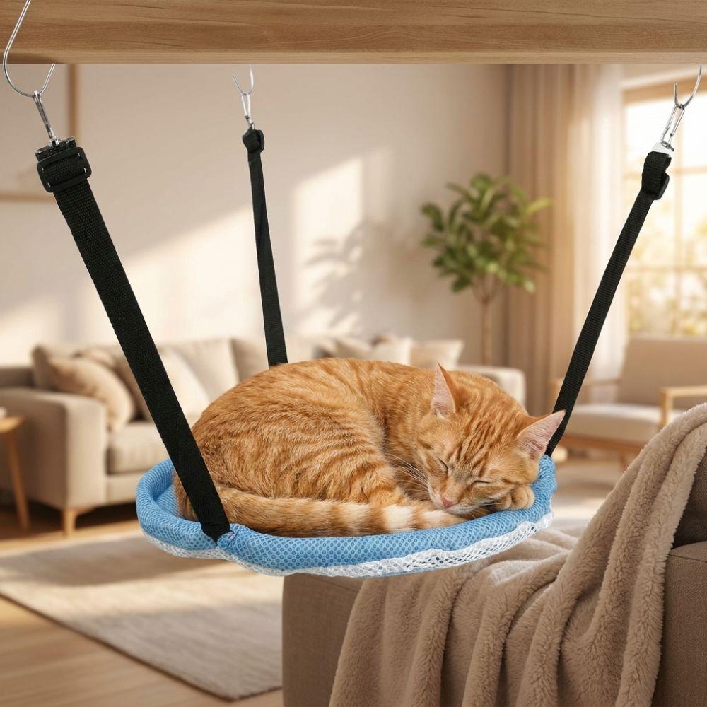 Adjustable Lanyard Hanging Cat Bed Breathable Mesh Hanging Sleeping Bed Cat Nest  For Cat Cage