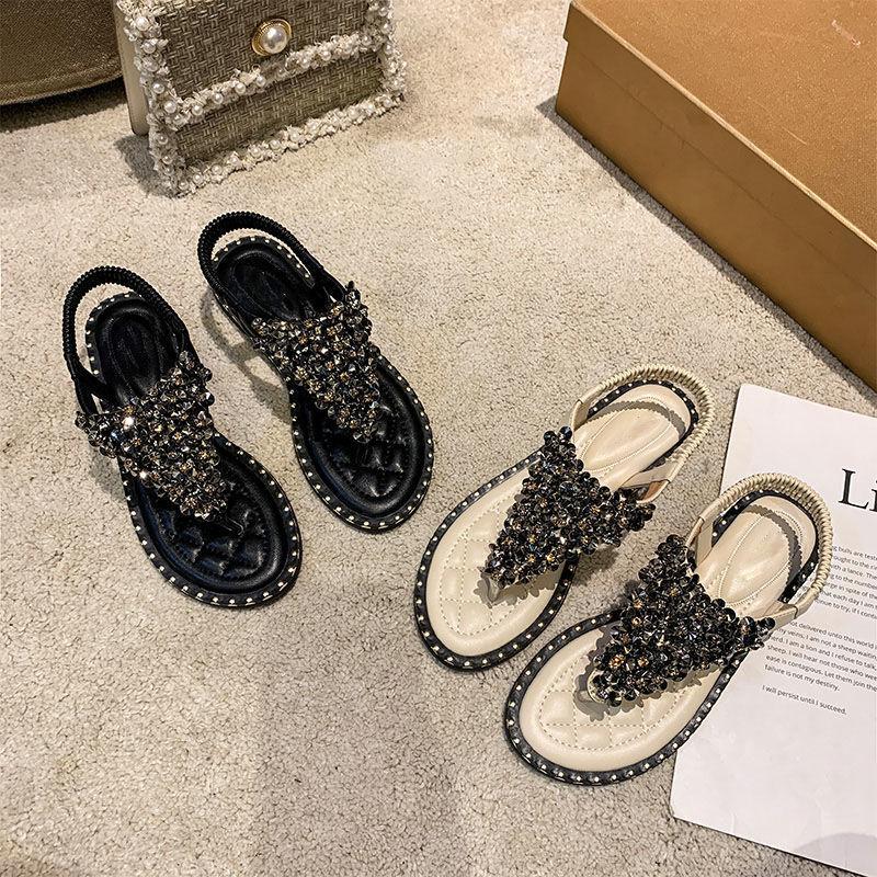 Sandals For Women Without Heel Flip Flops Sandal Woman Flat-heeled With Young On Sale Shoes Rhinestone Shoe Summer New 2025 Hot