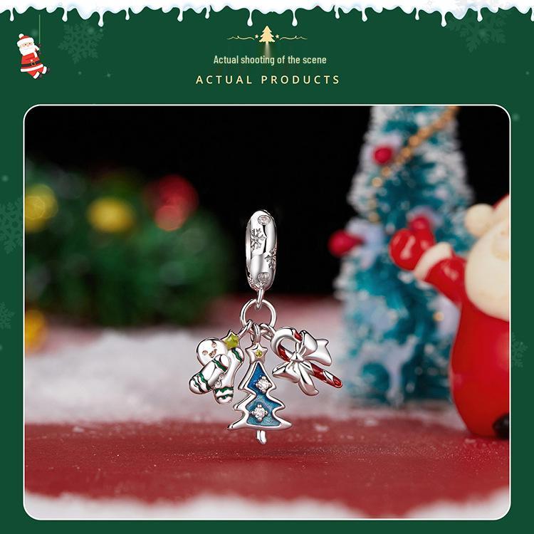 Christmas Joy White Gold Tri-Use Pendant: DIY Bracelet, Necklace & Tree Ornament